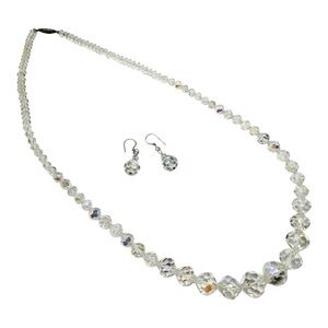 Vintage 1950s Aurora Borealis Necklace & Earring Set